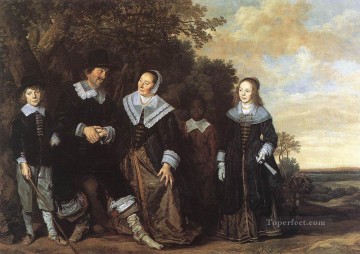  Hals Pintura - Grupo Familiar En Un Paisaje Siglo De Oro Holandés Frans Hals